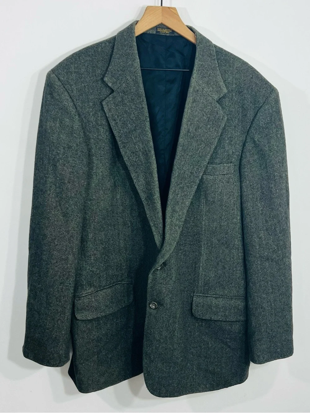 Robert Stock Wool Camel Hair 2 Button Front 46L Men's Blazer Jacket Collar